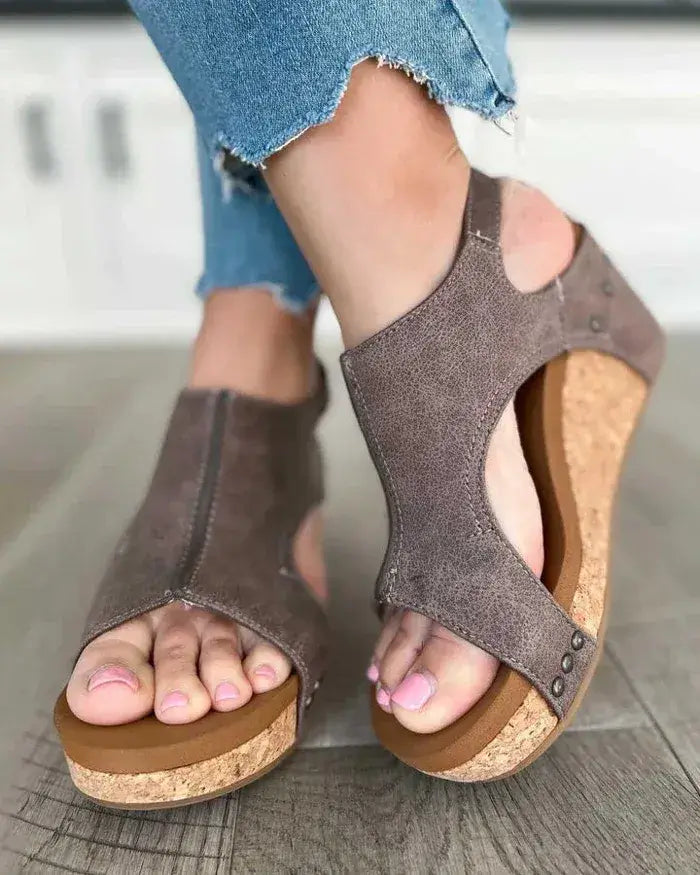 Mid Heel Wedge Sandals