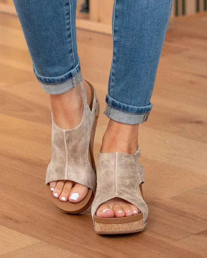 Mid Heel Wedge Sandals