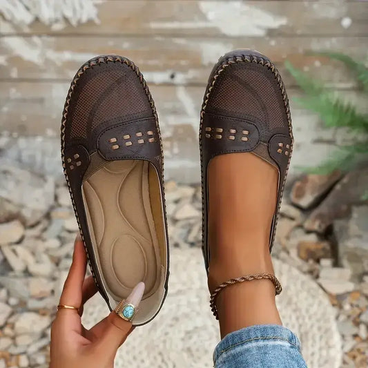 Last Day Promotion 50% OFF - Women's Breathable Vintage Style Leather Loafers